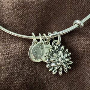 Alex and Ani Silver Charm Bracelet with Flower